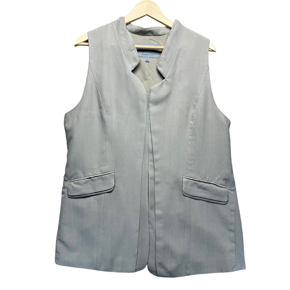 Classiques Entier Sleeveless Vest Blazer Style Open Front XL Career Preppy Retro